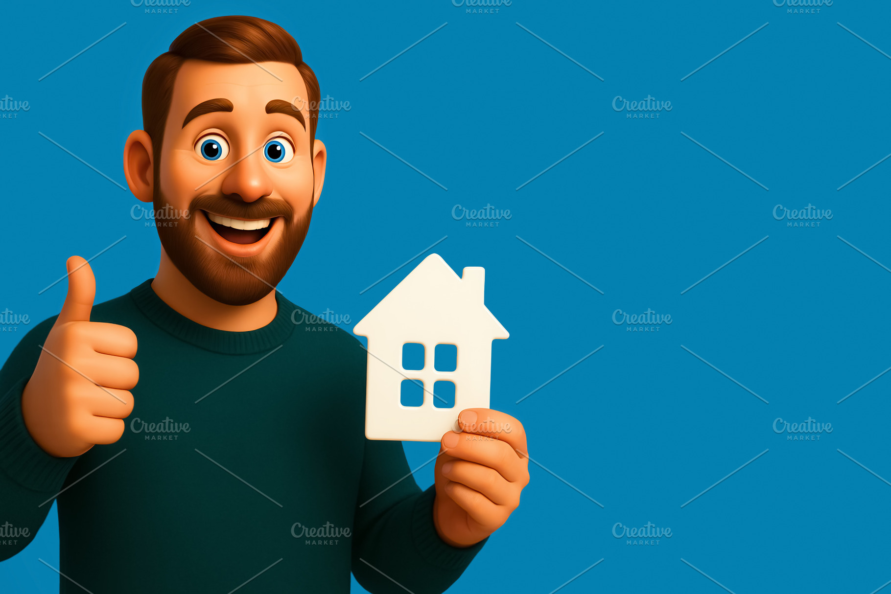 Illustration of a happy man showing, a Business Photo by angellodeco