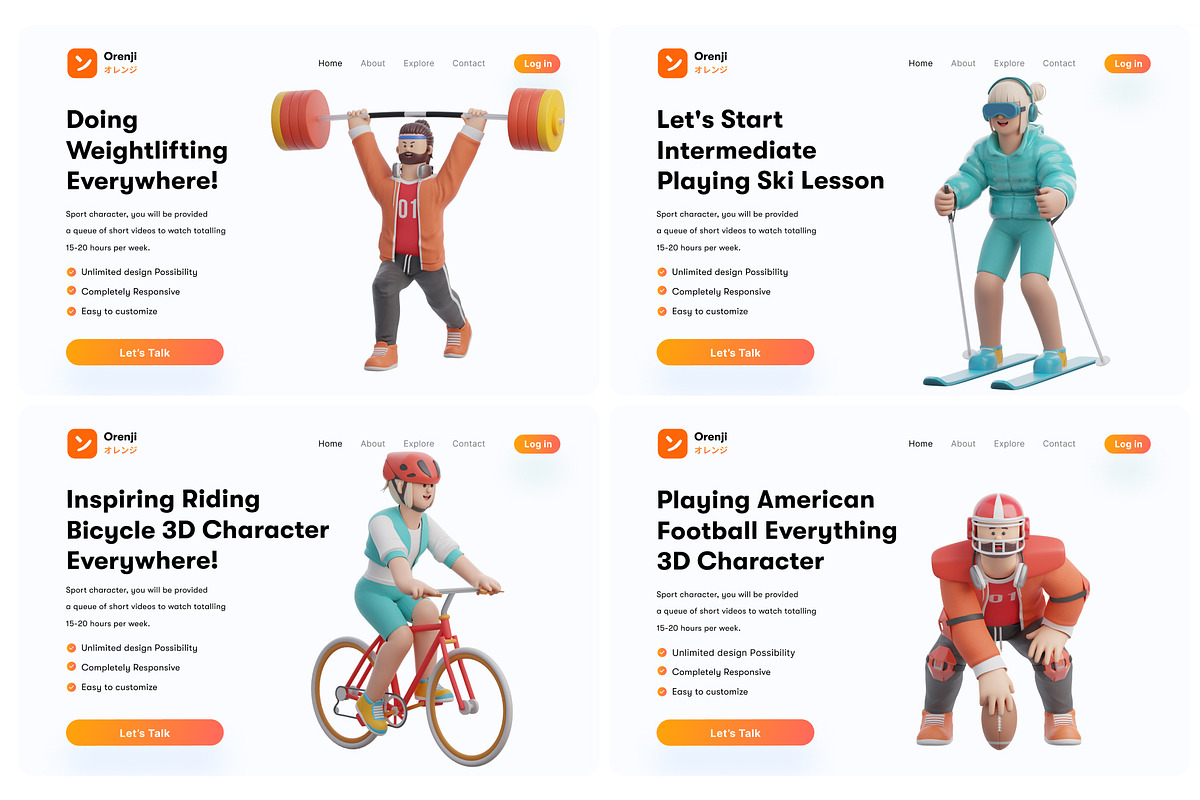 3D Character Sports Pack, a Characters & Person 3D Model by orenjidesign (Photo 5 of 7)