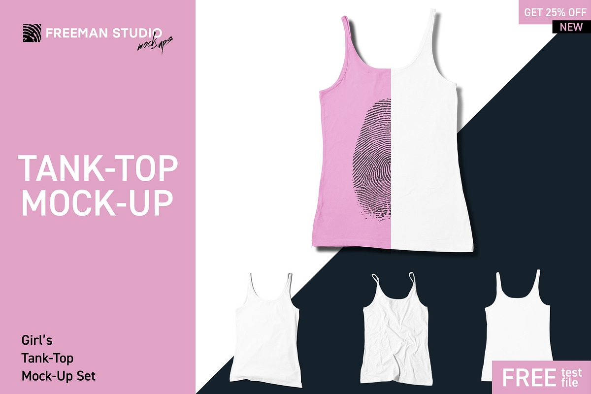 Girl's Tank-Top Mock-Up Set, a Shirt Mockup by Freeman Studio (Photo 1 of 9)