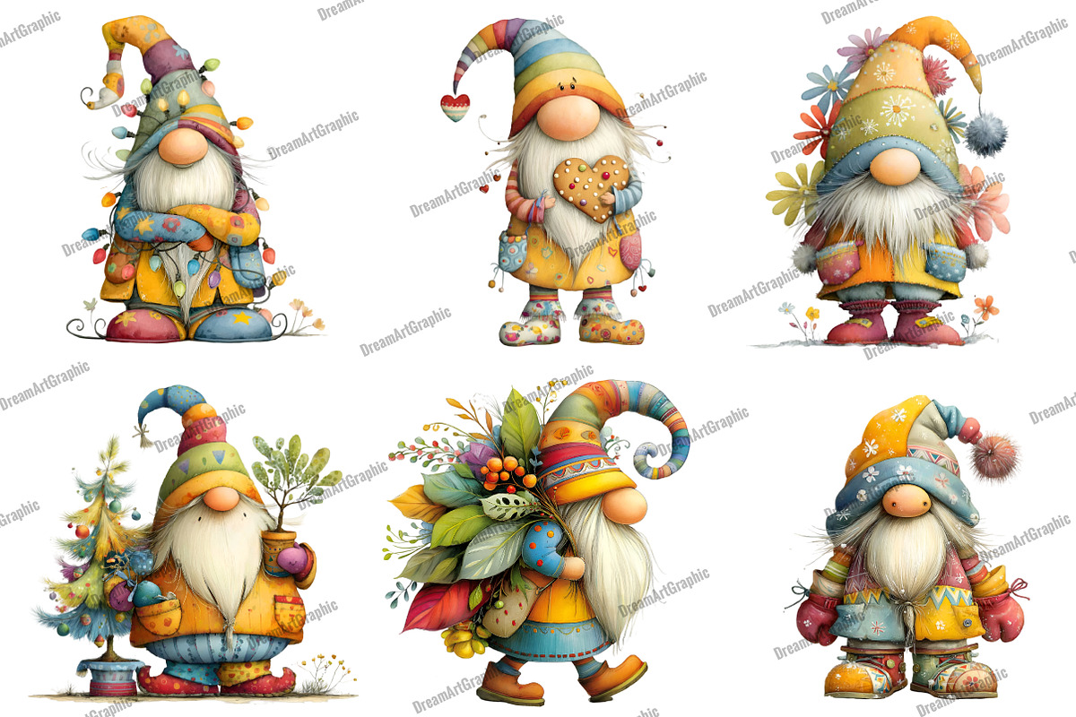 Whimsical Gnome Clipart, an Illustration by DreamArtGraphic (Photo 2 of 5)