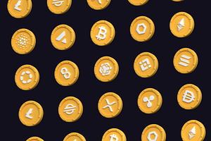 Cryptocurrency 3D Icons Set