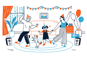 Happy family celebrating birthday, a Person Illustration by vectorpointstudio