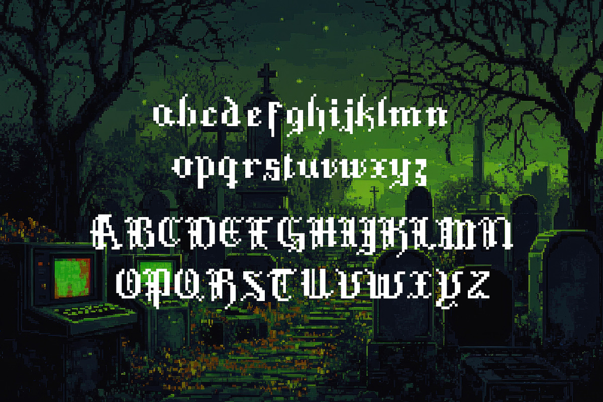 Gothic Byte - Blackletter 8Bit Type, a Blackletter Font by HipFonts (Photo 5 of 6)