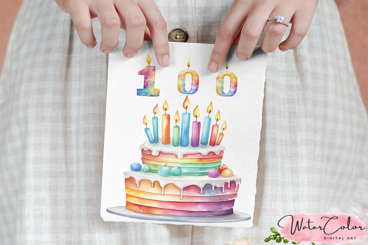Happy Birthday Clipart Collection, a Decorative Illustration by Watercolor Digital (Photo 9 of 9)