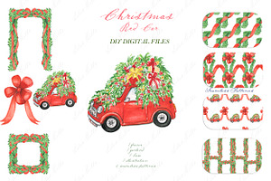 Christmas Red Car Watercolor DIY