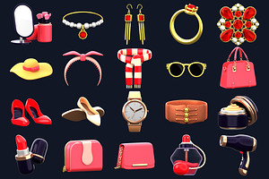 3D Woman Accesories Illustration 1