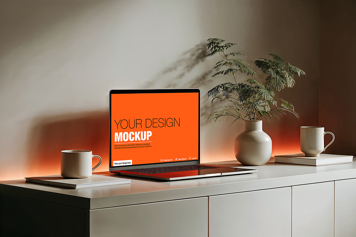 Modern mockup laptop setup, a Mac Mockup by OSORIOartist