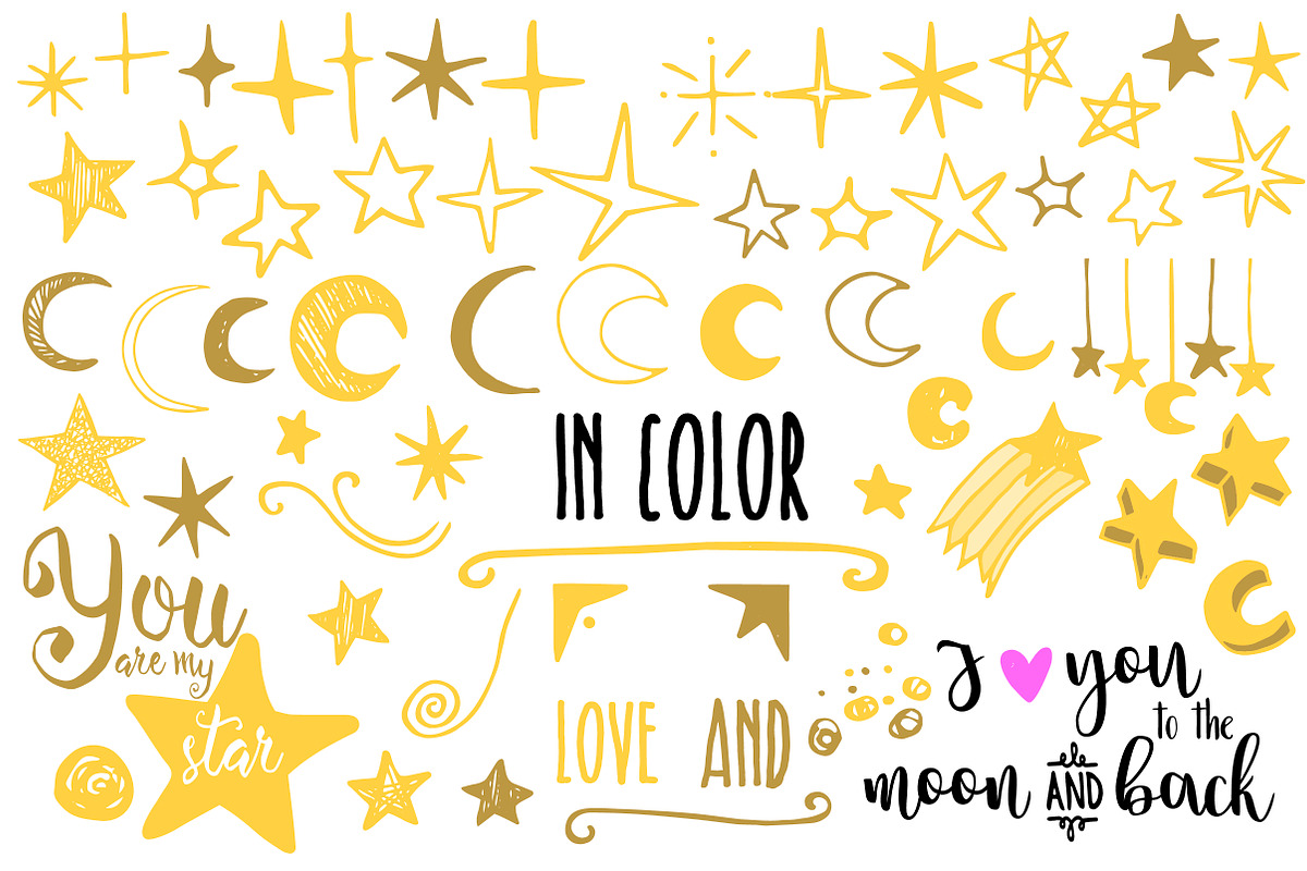 Stars, moon and backgrounds, an Illustration by Lina_Lisichka (Photo 3 of 10)