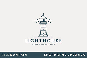 lighthouse logo line art vector