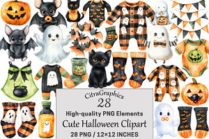 Cute Halloween Clipart, a Seasonal Illustration by CitraGraphics
