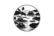 Lotus Pond Silhouette SVG Bundle, an Illustration by yasushie (Thumbnail 12 of 31)