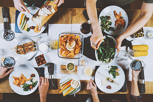 Friends enjoying brunch at home