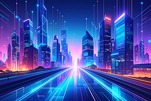 Smart city concept digital composition, a Technology Photo by DanFLCreativo