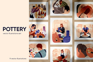 People do ceramics. Pottery workshop