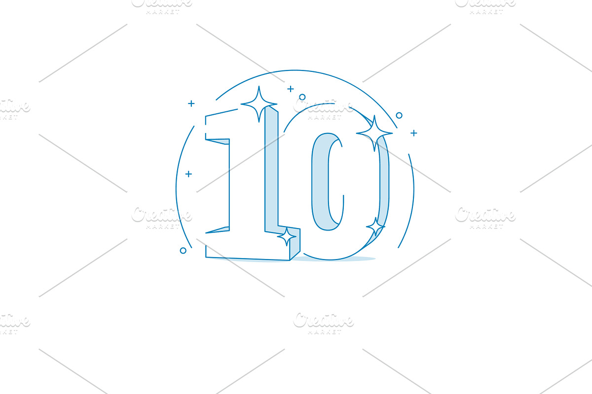 Anniversary 10. 3d number ten, an Outline Icon by Sunny (Photo 2 of 2)