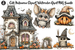 Cute Halloween Clipart, a Seasonal Illustration by CreationArt