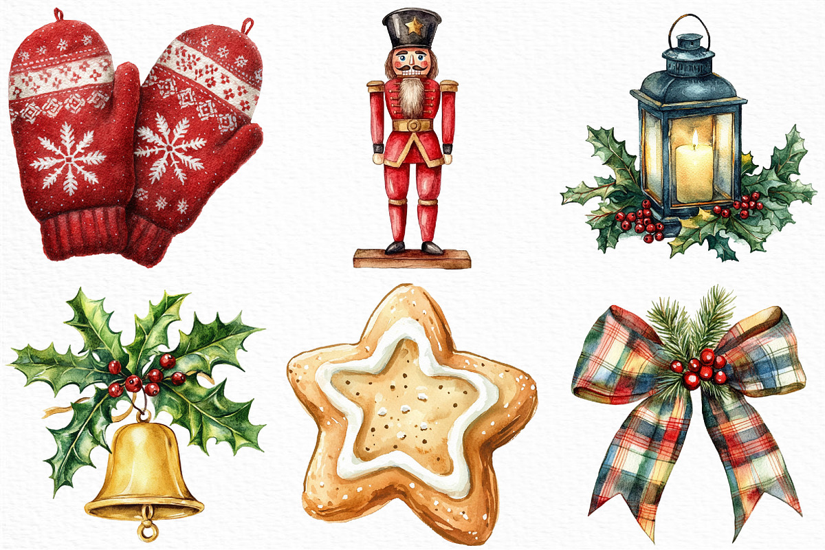 Watercolor Christmas Time Clipart, an Illustration by Craft Nest (Photo 3 of 6)