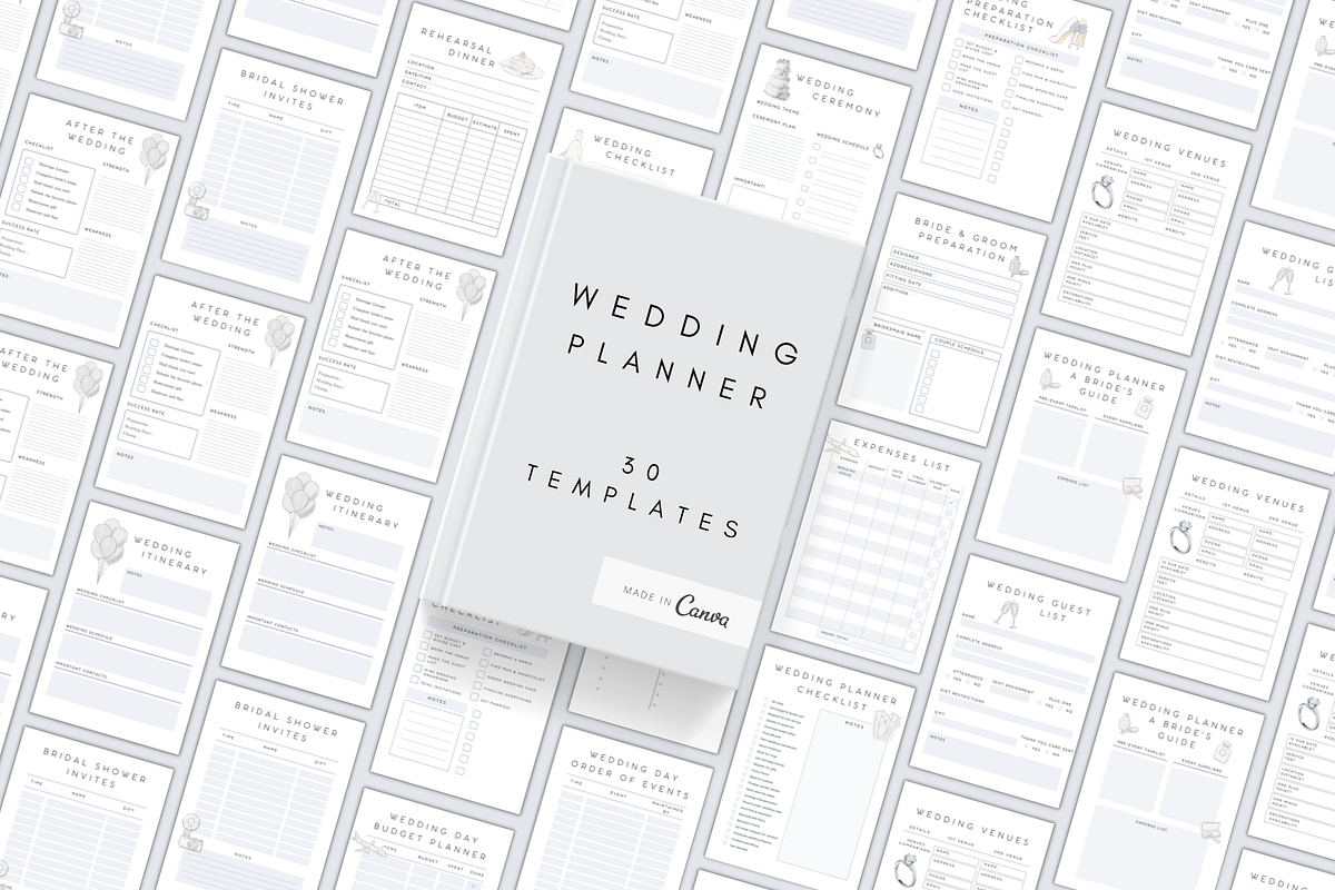 Digital Wedding Planner Canva PDF, a Stationery Template by BRANDcontent (Photo 1 of 6)