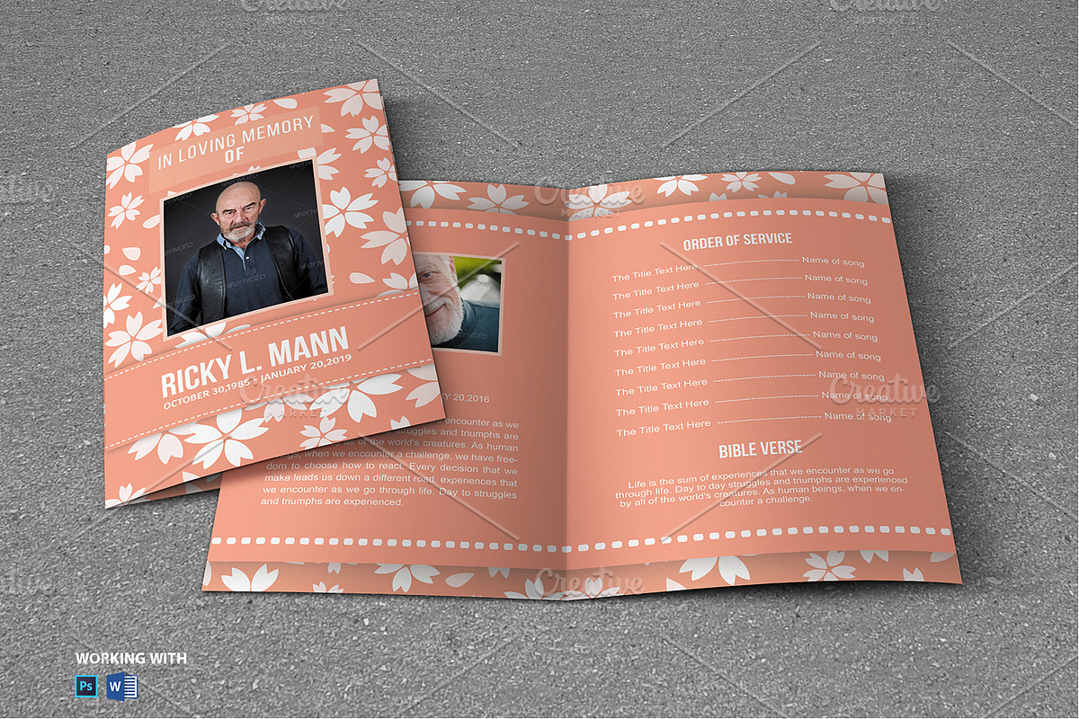 Funeral Program Template Printable, a Brochure Template by Madhabi Studio (Photo 2 of 5)