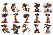 Whimsical Witches Clipart, an Illustration by Libby Wishes (Thumbnail 2 of 7)