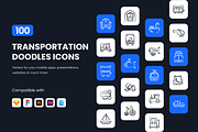 Transportation Doodle Icon Set, a Duotone Icon by Brickclay (Thumbnail 1 of 7)