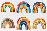 Watercolor Boho Rainbow Clipart, an Illustration by Rose Art (Thumbnail 4 of 5)