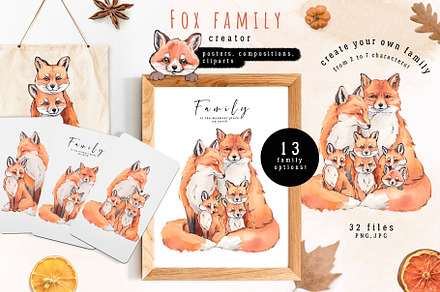 Fox family creator, an Animal Illustration by VerAna