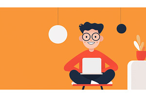Illustration of a person with, a Technology Illustration by Sergey Kotenev