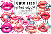 Watercolor Cute Lips Clipart, a Graphic by CitraGraphics (Thumbnail 1 of 4)