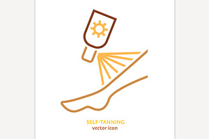Self-tanning symbol, logo element., an Outline Icon by Anna's Shop