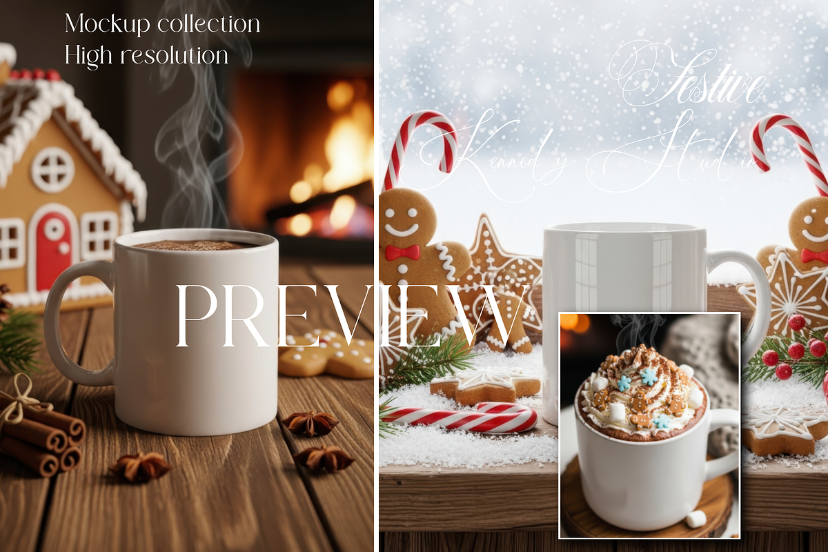 Rustic Christmas Mug Bundle 1000 JPG, a Cups & Container Mockup by KennedyStudio (Photo 5 of 11)