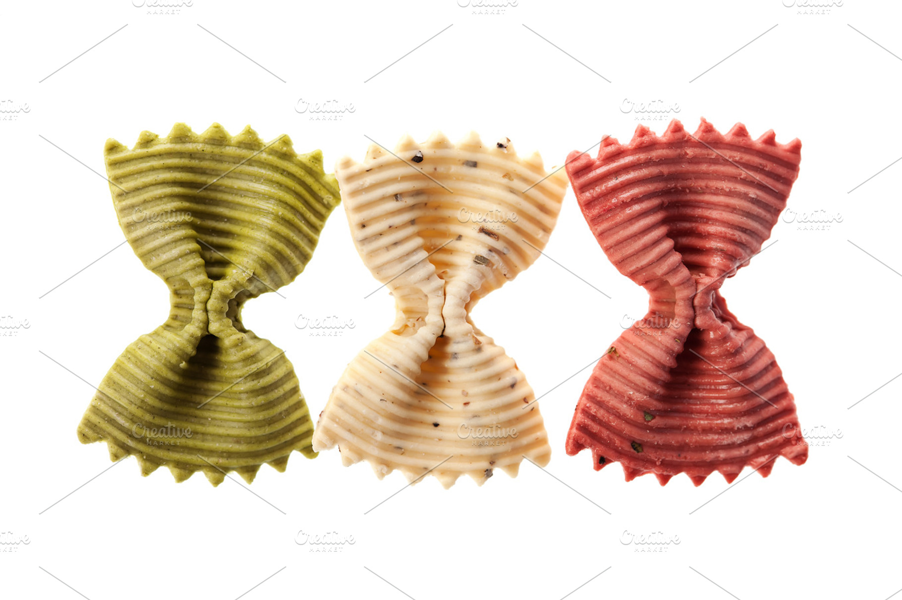 Multicolored italian pasta background as italy flag featuring background