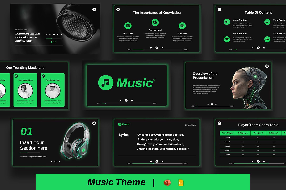 Music Presentation Template, a Presentation Template by BumbleGraph Studio (Photo 1 of 4)
