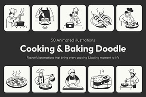 Animated Cooking and Baking Doodle, an Outline Icon by Vectors Market