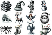 Black and White Christmas Clipart, an Illustration by Designworld (Thumbnail 2 of 5)