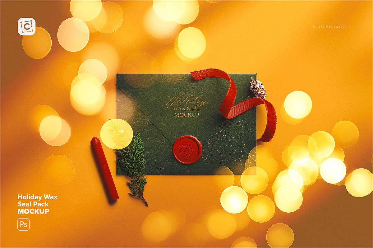Holiday Wax Seal Mockup Pack, a Product Mockup by Custom Scene (Photo 1 of 11)