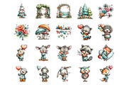 Valentine Woodland Animal Clipart, an Illustration by CreationArt (Thumbnail 2 of 5)