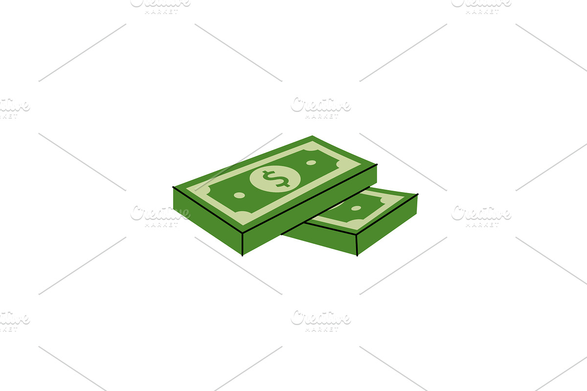 Two green dollar bills. Money, a Finance Illustration by GraphiShop