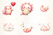 Cute Cartoon Axolotl Clipart, an Illustration by CrexoraLab (Thumbnail 2 of 5)