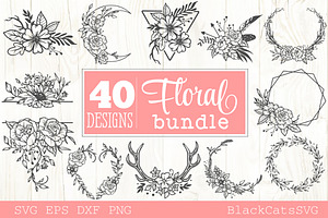 Floral Frames SVG Bundle 40 Designs