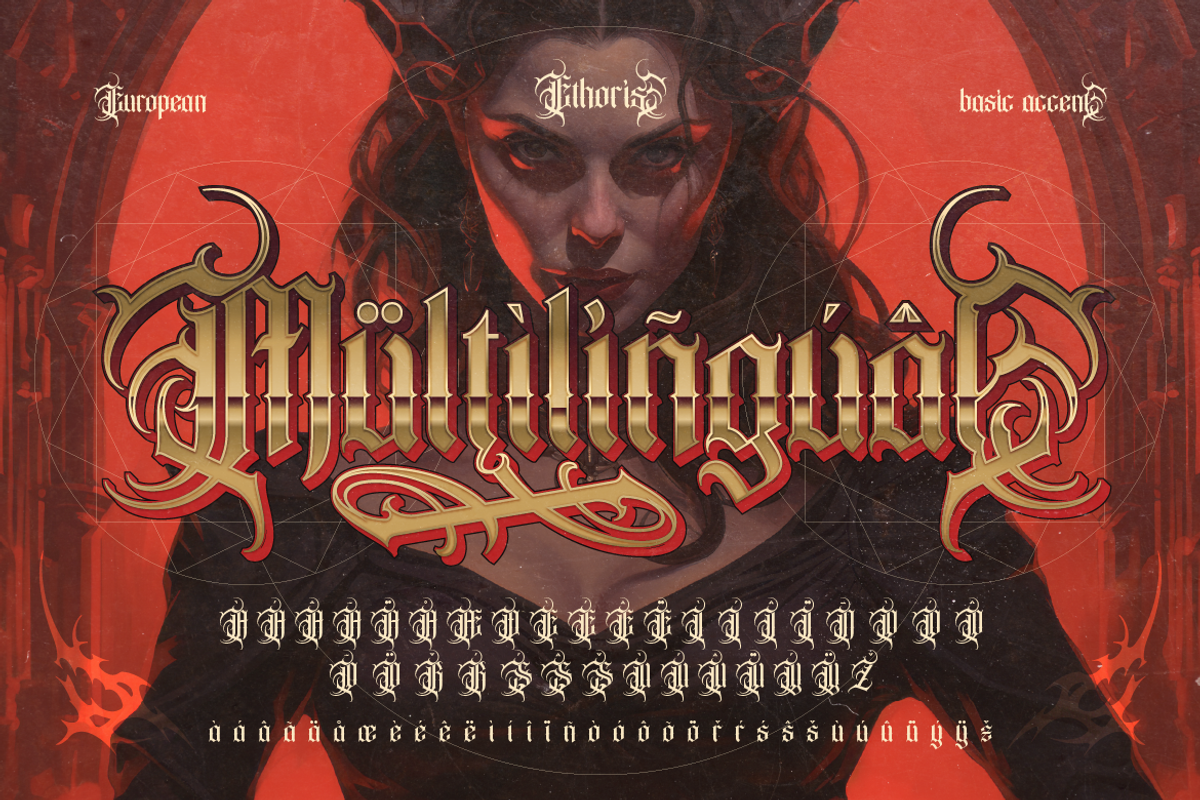 Ethoris - Blackletter Horror, a Blackletter Font by Burntilldead (Photo 11 of 12)