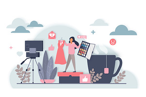 Fashion Vlogger Filming with Cloud, an Object Illustration by Lemberg Vector