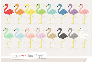 Flamingo Clipart, an Animal Illustration by Little Red Fox Shoppe
