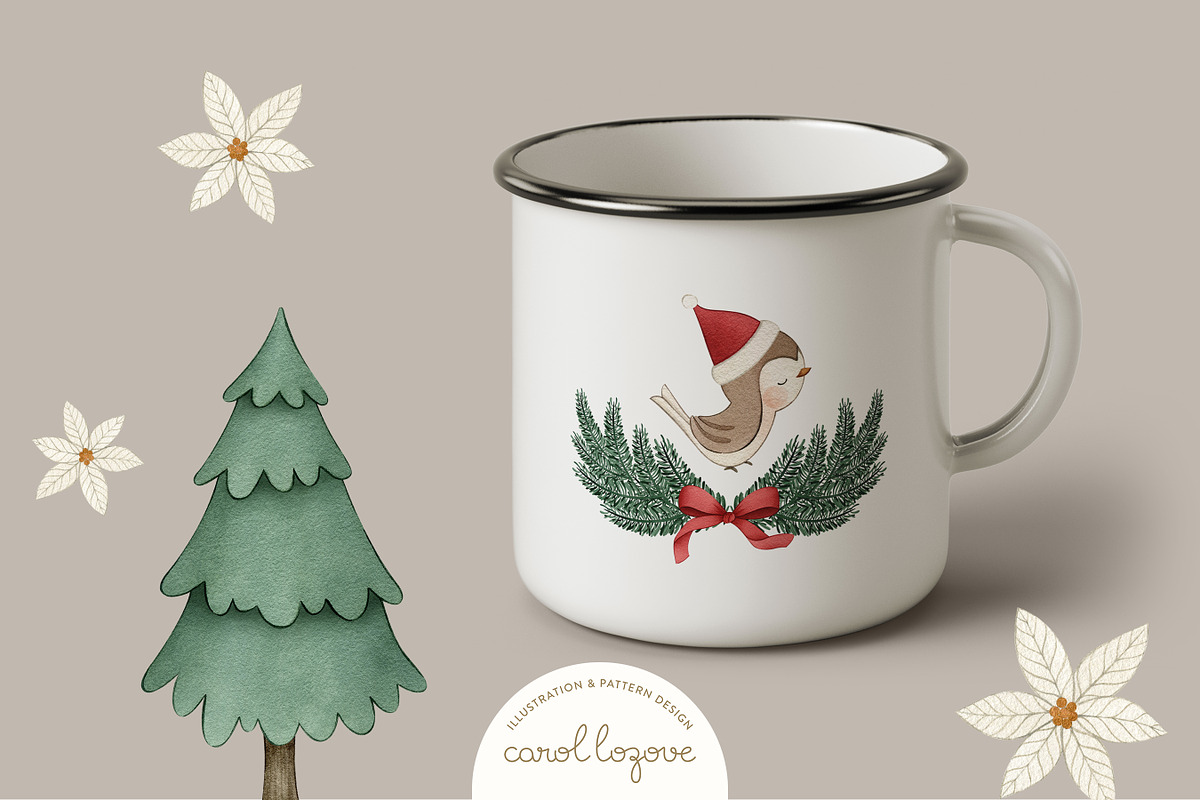 Watercolor Whimsical Christmas Set, a Decorative Illustration by Carol Lozove (Photo 11 of 44)