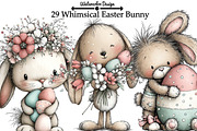 Whimsical Easter Bunny Clipart Png, an Illustration by Watercolor design (Thumbnail 1 of 6)