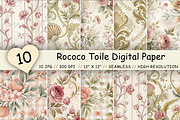 Rococo Toile Digital Paper Pack, a Pattern Graphic by FloridPrintables (Thumbnail 1 of 9)