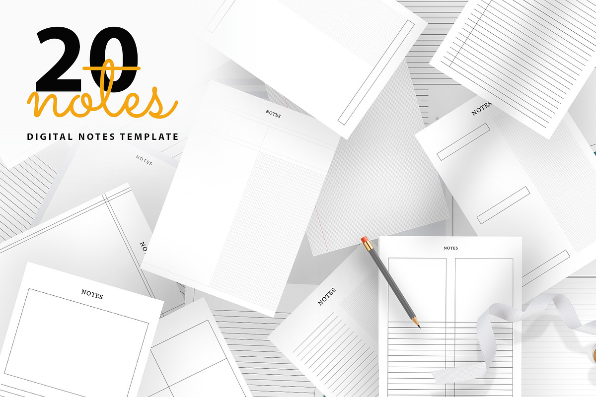 Digital Notes Template Bundle Pack, a Stationery Template by Design Zone