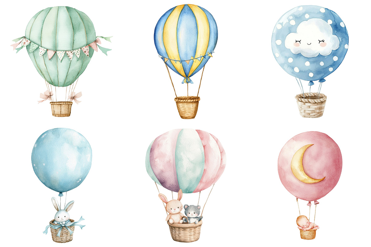 Pastel Hot Air Balloons Clipart, an Illustration by Daily.Designs (Photo 4 of 5)
