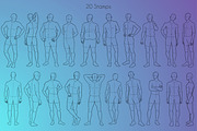 20 Realistic Male Body Poses Stamps, a Brush Add-On by SmuffizStudio (Thumbnail 2 of 2)