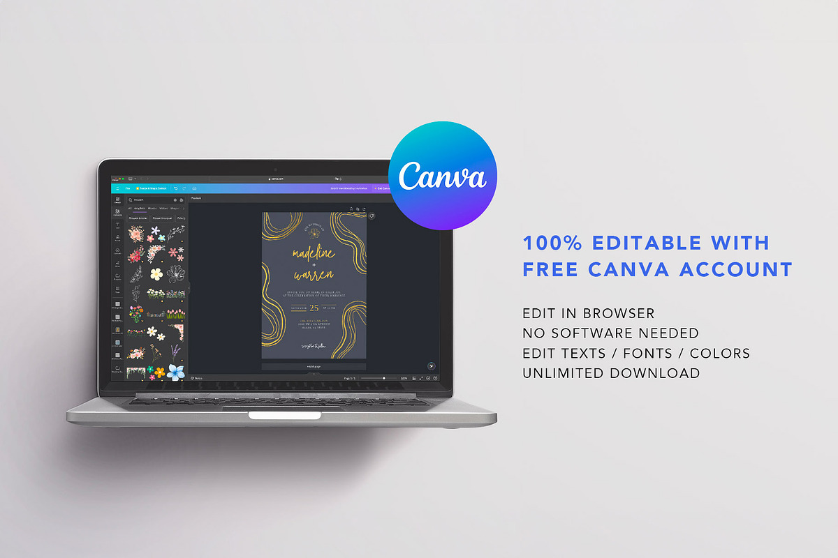 Black Gold Invitation Canva Template, an Invitation Template by microstd (Photo 6 of 6)